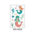 Cute cartoon mermaid temporary tattoo stickers for kids, waterproof pink princess body art. - Mermaid Series (WS-A034) / 120*76mm