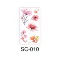 Watercolor floral temporary tattoo sticker, pink flower body art variant SC-010 for girls. - SC-010 / 96x172mm