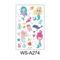 Adesivo tatuaggio sirena cartone animato carino impermeabile principessa rosa bambini - WS-A274 / Foglio Singolo (120*76mm)