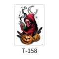 Halloween temporary tattoo sticker waterproof dark grim reaper pumpkin arm sticker for party decoration - Red Robe Skull Pumpkin (T-158) / 150*210mm (7g/Sheet)