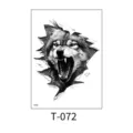 Wolf temporary tattoo sticker, black and white sketch torn paper design, waterproof body art. - Tearing Wolf Head Style (T-072) / 150*210MM