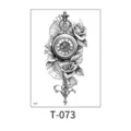 Temporary black pocket watch and rose gear waterproof temporary tattoo sticker body art - Vintage Watch and Mechanical Rose (T-073) / 150*210MM