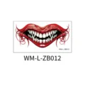 Pegatina de tatuaje temporal de boca grande aterradora de Halloween para decoración. - Labios Rojos Colmillos Boca Grande (WM-L-ZB012) / 130x70mm