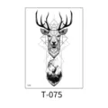 Geometric deer temporary tattoo sticker, waterproof body art transfer sticker for men and women. - Geometric Deer and Moon Forest (T-075) / 150*210MM
