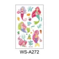 Simpatici adesivi per tatuaggi temporanei di sirena dei cartoni animati impermeabili rosa - WS-A272 / Foglio Singolo (120*76mm)