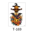Waterproof Halloween temporary arm tattoo sticker with pumpkin skull and bat design for party. - Pumpkin Skull Bat (T-169) / 150*210mm (7g/Sheet)