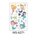 Foglio adesivo tatuaggio temporaneo sirena cartone animato, rosa impermeabile carino - WS-A271 / Foglio Singolo (120*76mm)