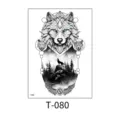 Waterproof geometric wolf temporary tattoo sticker for men and women body art design - Geometric Wolf and Compass (T—080) / 150*210MM