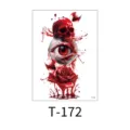 Waterproof dark Halloween skull eye temporary tattoo sticker for arm body art decor - Skull Eyeball Rose (T-172) / 150*210mm (7g/Sheet)