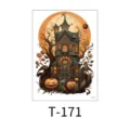 Halloween haunted house temporary tattoo sticker, dark pumpkin design body art decal sheet. - Halloween Castle Pumpkin (T-171)