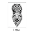 Waterproof temporary tattoo sticker with geometric wolf and owl totem design for body art. - Geometric Wolf and Owl (T—083) / 150*210MM
