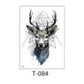 Geometric watercolor deer temporary tattoo sticker waterproof body art design model T-084 - Geometric Deer Head (T—084) / 150*210MM