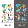 Kids blue glow circus temporary tattoo sticker variant waterproof body art cartoon design - Circus Style (WS-L16)