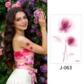 Waterproof watercolor flower tattoo sticker variant J-063, long-lasting arm body art decal. - Floral Pattern (J-063) / 76*120mm