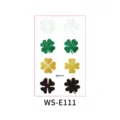 Foglio tatuaggio temporaneo trifoglio glitter San Patrizio, adesivo colorato per feste. - Trifogli Glitterati Misti a Quattro Colori (WS-E111)