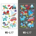 Kids cartoon luminous stickers, glow in the dark cute vehicle and animal wall stickers for kids. - Vehicle Style (WS-L17)