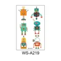 Kids cartoon robot temporary tattoo stickers set for holiday party and children rewards. - Robot WS-A219 / 120x76mm