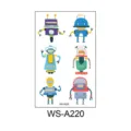 Kids cartoon robot temporary tattoo sticker cute waterproof body art variant design - Robot WS-A220 / 120x76mm