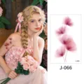 Waterproof temporary tattoo sticker featuring pink watercolor floral design for women style variant. - Floral Pattern (J-066) / 76*120mm