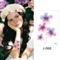 Fresh watercolor floral temporary tattoo sticker variant, waterproof and long-lasting for wrist. - Floral Pattern (J-068) / 76*120mm