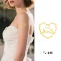 Gouden tijdelijke tatoeage sticker, Team Bride hart ontwerp voor huwelijksbruid feest. - Goud Stamping Hart Bruidsmeisje Krans (TJ-145)