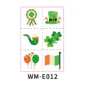 St. Patrick's Tag temporäre Tattoos mit Kleeblatt, Hut und irischer Flagge für Kinder. - WM-E0012 / 120*80mm