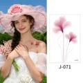 Waterproof floral temporary tattoo sticker for wrist and ankle, fresh watercolor design. - Floral Pattern (J-071) / 76*120mm