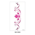 Sexy temporary tattoo sticker for lower abdomen waist and chest with pink floral vine totem design. - Symmetrical Vine Floral Style (WM-CR006) / Pink Purplish Red Gradient