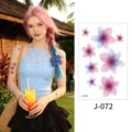 Watercolor floral tattoo sticker, waterproof temporary body art for wrist and ankle decoration. - Floral Pattern (J-072) / 76*120mm