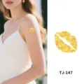 Goudfolie lip tatoeage sticker waterdichte tijdelijke lichaamskunst voor trouwfeest - Goud Stamping Heldere Lip (TJ-147)
