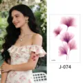 Waterproof temporary tattoo sticker with fresh watercolor floral design for arm and wrist. - Floral Pattern (J-074) / 76*120mm