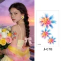 Waterproof watercolor flower temporary tattoo sticker for women arm wrist body art decor - Floral Pattern (J-078) / 76*120mm