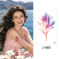 Waterproof temporary tattoo sticker watercolor flower floral design style variant J-080 body art - Floral Pattern (J-080) / 76*120mm