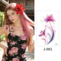 Waterproof temporary watercolor floral tattoo sticker SKU J-081 for body art fashion styling - Floral Pattern (J-081) / 76*120mm