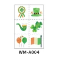 St. Patrick's Tag temporäre Tattoos Bogen mit Kleeblatt und irischen Motiven für Kinder. - WM-A004 (Glitzer-Version) / 120*80mm