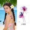 Watercolor floral temporary tattoo sticker for shoulder arm, waterproof long lasting body art. - Floral Pattern (J-083) / 76*120mm