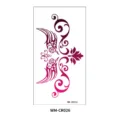 Sexy wing tribal tattoo sticker for abdomen waist, vibrant gradient pink body art decal. - Symmetrical Wings Scroll Geometric Style (WM-CR026) / Dark Red Pink Gradient
