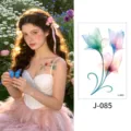 Watercolor floral temporary tattoo sticker, waterproof and long-lasting body art design. - Tulip Style (J-085) / 76*120mm