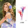 Watercolor calla lily temporary tattoo sticker, waterproof floral body art for wrist or arm. - Calla Lily Style (J-088) / 76*120mm