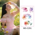 Watercolor flower butterfly temporary tattoo sticker sheet body art design WS-C291 - Butterfly Floral Pattern (WS-C291) / 76*120mm