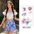 Watercolor floral butterfly temporary tattoo set, waterproof body art for wrist and ankle. - Floral Butterfly Set Pattern (WS-C292) / 76*120mm