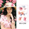 Watercolor floral temporary tattoo sticker set variant, botanical art body art design for wrist. - Floral Pattern (WS-C298) / 76*120mm