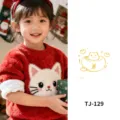 Kids gold New Year tattoo sticker festive cartoon lucky cat waterproof body art 1pc - Fortune Cat Ingot Style (TJ-129)