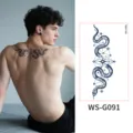 Semi-permanent herbal temporary tattoo sticker with geometric star snake design for back. - Geometric Starry Snake Pattern (WS-G091)