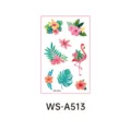 Tropical flamingo and hibiscus flower temporary tattoo sheet with vibrant tropical leaves style. - Hawaii WS-A513 / 120*76mm