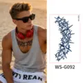 Cool herbal juice chest temporary tattoo sticker, waterproof long lasting realistic design. - Vine Skull Pattern (WS-G092)
