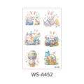 Easter temporary tattoo sticker sheet featuring cute cartoon bunnies and colorful eggs for party. - WS-A452 / 120*76mm