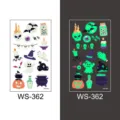 Halloween luminous temporary tattoo stickers, waterproof glowing cartoon face body art decals. - Style WS-362 / 105*60mm