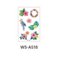 Tropical floral temporary tattoo sticker featuring colorful parrot, hibiscus and leaves. - Hawaii WS-A518 / 120*76mm