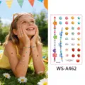 Enfants 3D visage corps strass autocollants gemmes mignon dessin animé fleur fruit tatouage - Thème Chérie Rose (WS-A462) / 120*76mm